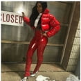 thumbnail image 1 of Autumn and Winter Leather Cotton Coat Solid Color Mirror Zipper Coat Large Size Multi Color, 1 of 5