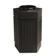 Safco Indoor/Outdoor Pentagon Shape Receptacle - 30 gal Capacity - 28.8" Height x 18" Width x 18.5" Depth - Polyethylene - Black - 1 Each