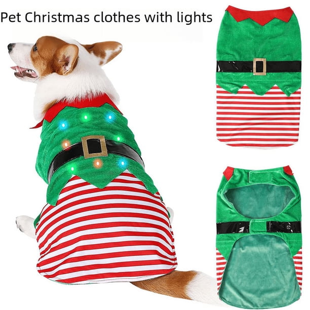 Ropa navideña para perros Ropa verde para mascotas Chaleco a rayas cálido y cómodo para perros