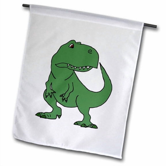 3dRose, Cool Funny Green T-rex Dinosaur Cartoon Original, 12 x 18 inch Garden Flag