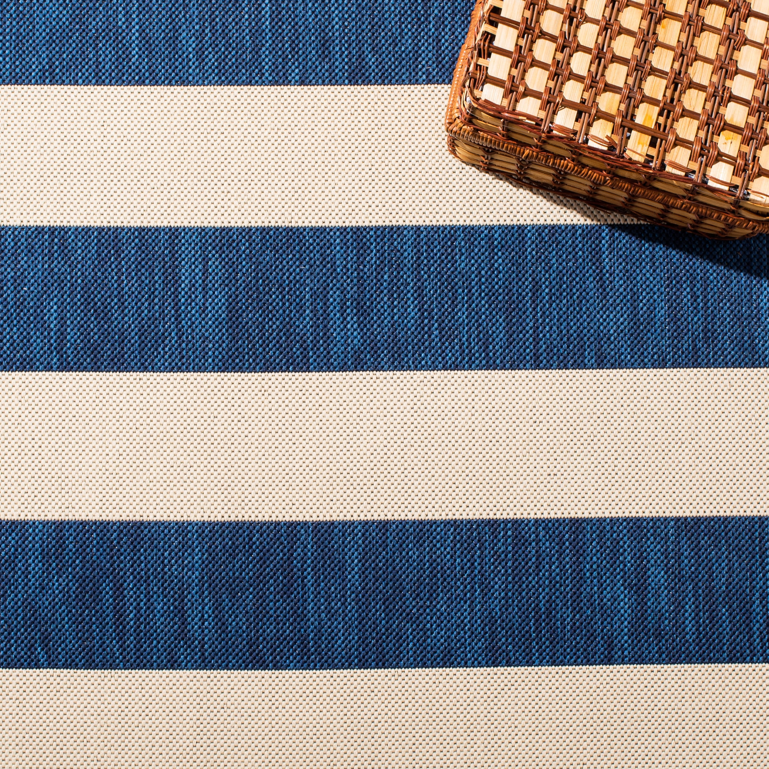 Safavieh Courtyard Ermintrude Striped Indoor/Outdoor Area Rug, Beige/Blue, 9' x 12'