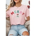 thumbnail image 2 of Women's Pink Sequin MERRY Santa Claus Graphic T-Shirt for Holiday Cheer - [ZhiHiMeRi] | (US 20-22)2XL, 2 of 6