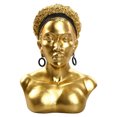 thumbnail image 1 of Exquisita escultura de busto de mujer africana, resina, cabeza de dama, Cabello Afro Dorado Sunnimix Escultura de resina, 1 of 7