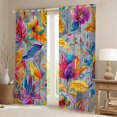 thumbnail image 2 of Manfei Country Floral Black Out Curtains,Rustic Botanical Curtains Pack of 2 (42x63 Each),Colorful bohemian Flowers Bedroom Curtains For Kids,Breathable Home Decor, 2 of 6