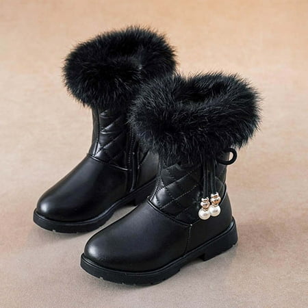 

Hipattires Kids Shoes Girls Breathable Fashion Winter Shoes Thick Boots Black Shoes