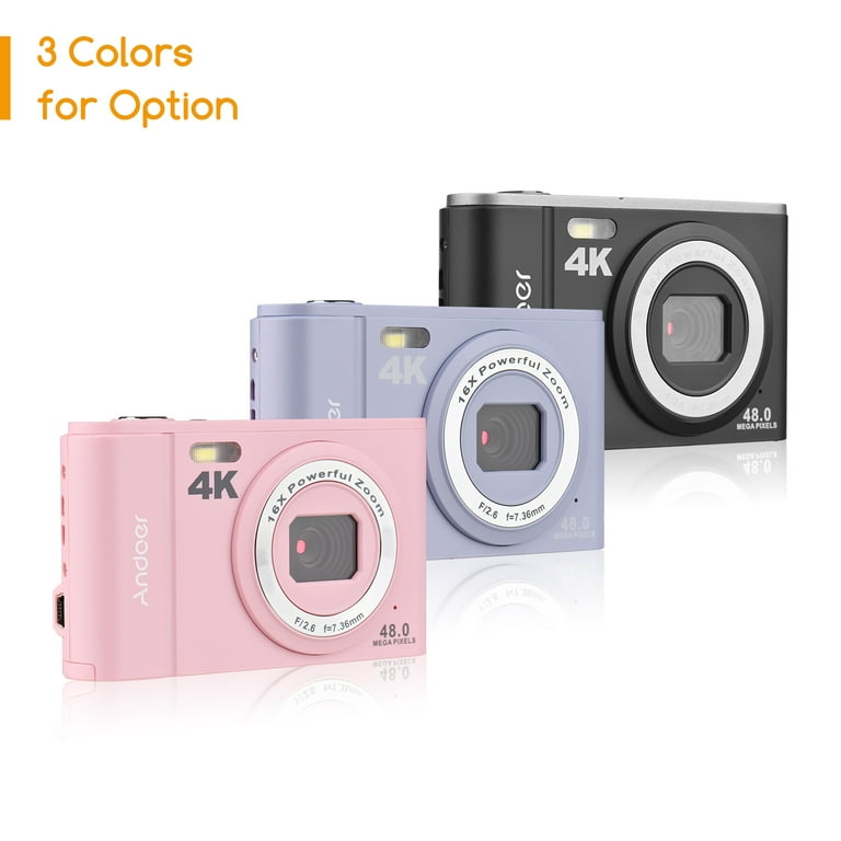 Digital Camera Auto Focus 2.7K 48MP Digital Point and Shoot Camera with  32GB Memory Card,16X Zoom, Time Lapse Vlogging Camera Digital Cameras for  8-15