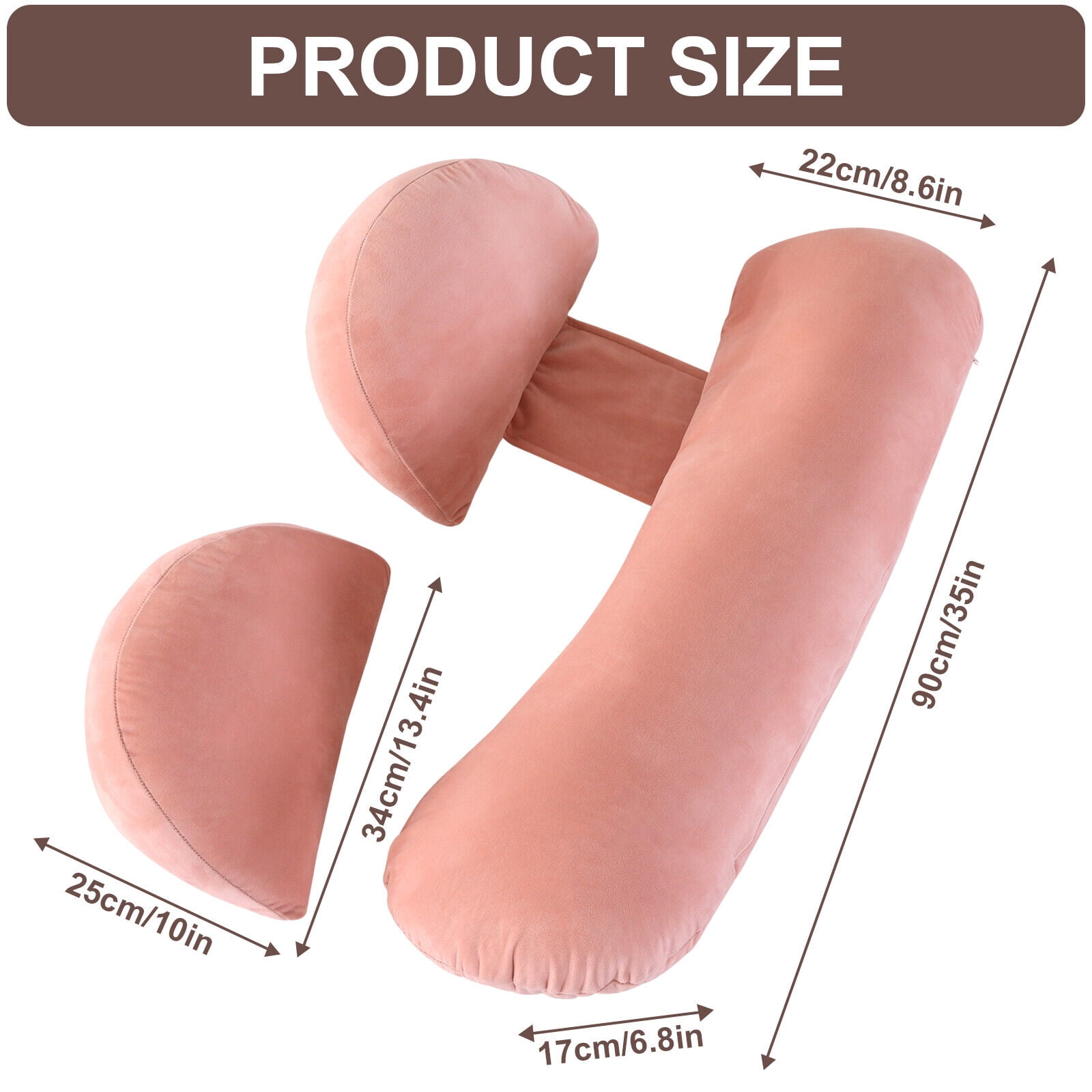 TOPCHANCES Pregnancy Pillows for Women Sleeping, Full Body Pillows for Pregnancy, Maternity Pillows with Washable Velvet Fabric Cover, Pink
