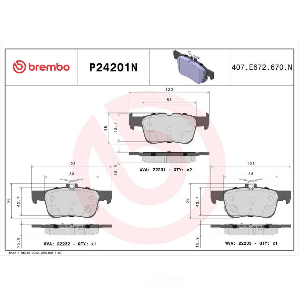Brembo P24201N PRIME Ceramic Brake Pad Set
