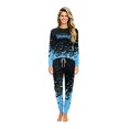 thumbnail image 2 of Halloween Pajamas, Family Matching Pajamas, Halloween Pajamas for Family, Halloween Matching Family Pajamas Black Blue Bat Gradient Long Sleeve Set for Costume Party, Women M, 2 of 4