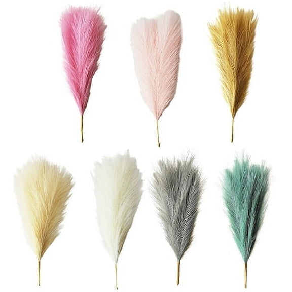 ZOELNIC Artificial Pampas Grass Decor Tall 17.7" Faux Bulrush Reed Grass Artificial Flowers for Vase Filler Flower Arrangement Living Room Wedding Boho Home Decor, 3PCS