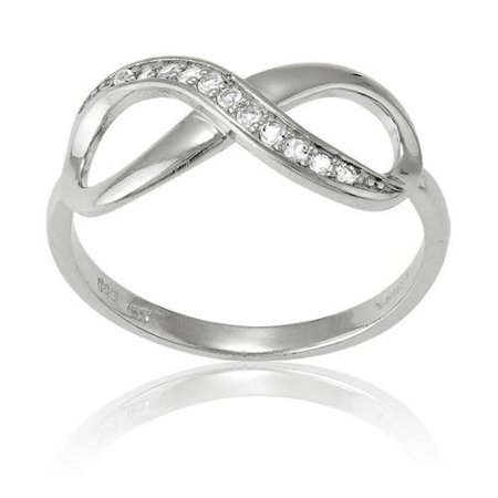 La Preciosa Sterling Silver White Topaz Infinity Ring