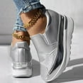 thumbnail image 4 of Mostsola Platform Sneakers for Women Fashion Rhinestone Loafers Slip on Walking Shoes Heels, 4 of 8