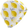 thumbnail image 1 of FYBTO Swimming Cap Yellow Lemons with Leaves Unisex Adult FYBTO Polyester, 1 of 4
