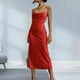 thumbnail image 5 of Vestido Con Tirantes Cruzados Vestidos largos de cóctel para mujer Ropa de club sin mangas de corte bajo (Rojo M) Cgtredaw Para estrenar, 5 of 6