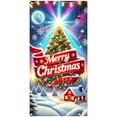 thumbnail image 2 of Hometravel Glowing Christmas Door Cover, Santa and Tree Printed Holiday Banner, Lighted Indoor Outdoor Decoration for Party, Home Entryway, Festive Display, 2 of 6