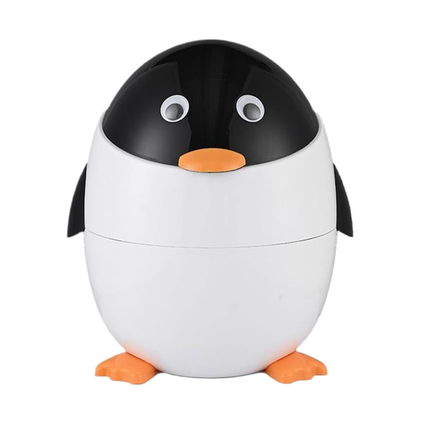 Cateissary Contenedor de basura de pingüinos Una adición divertida y funcional a la casa parece un pingüino abriendo la boca en la cocina Suministros de limpieza para el hogar blanco