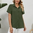 thumbnail image 2 of Clothing 2025 Womens Casual Short Sleeve Button Down Shirts Summer Plain Top Blouses with Pockets Womens Short Sleeve Button Down Shirts Official Collar Blouse Basic Simple Dress Shirt, 2 of 9