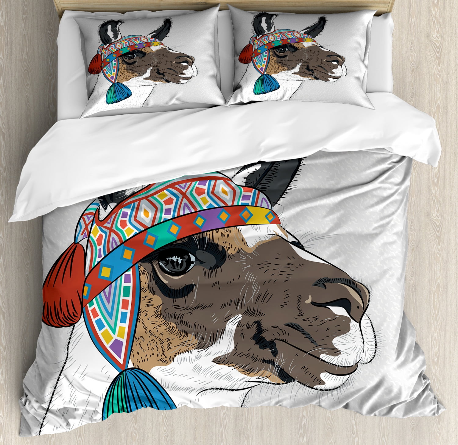 Llama Print Pattern Duvet Cover Bedding Set