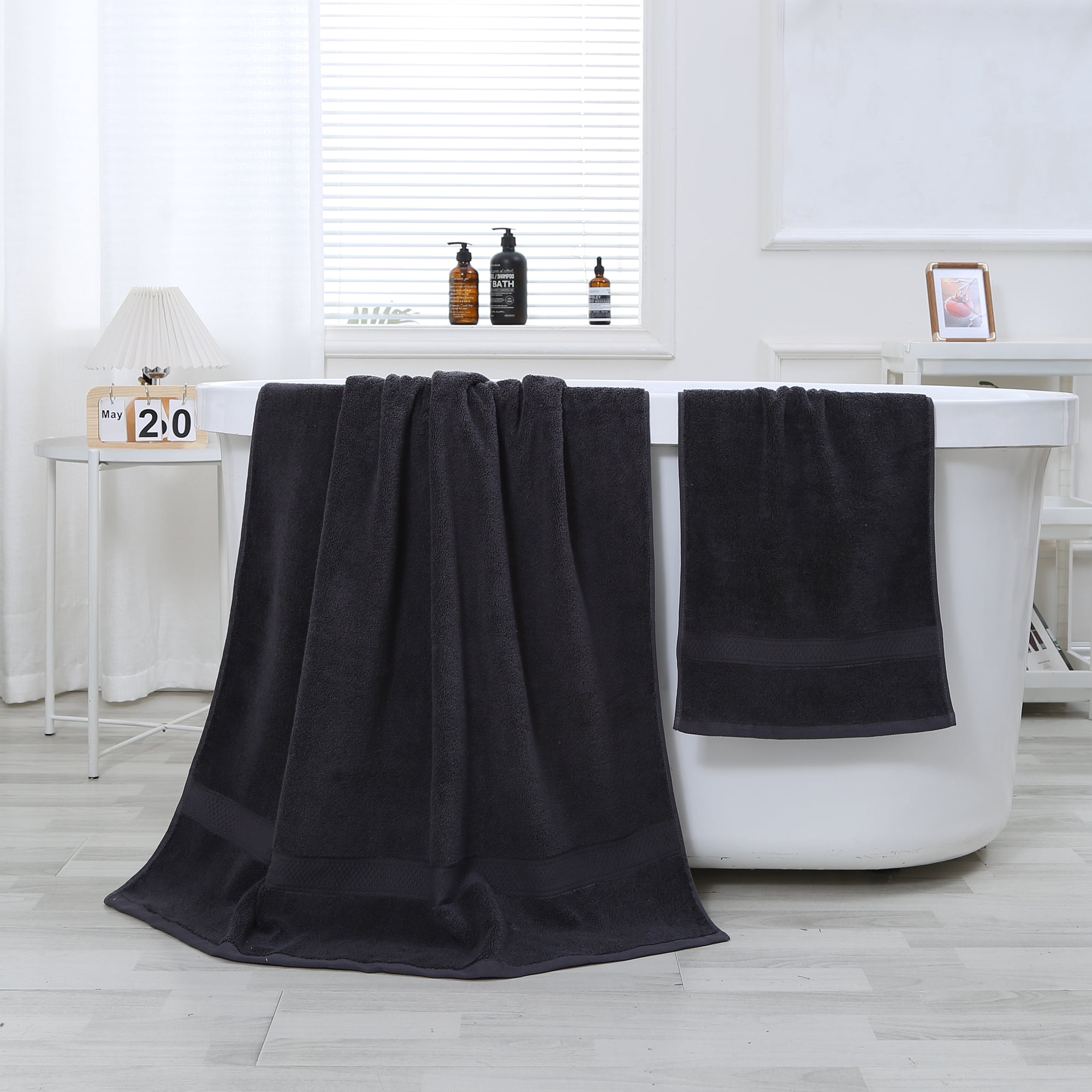 JML Dark Gray Bath Towel Set of 8 Pieces - 100% Cotton Highly Absorbent Towels for Bathroom, 2 Soft Bath Towels, 2 Hand Towels, 4 Washcloths