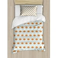 thumbnail image 1 of Fox Duvet Cover Set, Themed Pattern with Continuous Animal Head Print, Decorative 2 Piece Bedding Set with 1 Pillow Shams, Twin Size, Pale Blue Persian Orange, by Ambesonne, 1 of 3