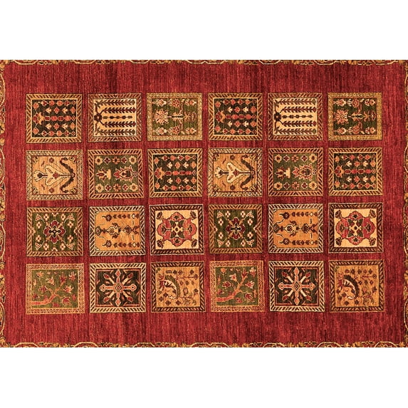 Ahgly Company Indoor Rectangle Abstract Orange Modern Area Rugs, 4' x 6'