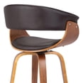 thumbnail image 6 of Armen Living Julyssa 30" Faux Leather & Wood Swivel Bar Stool in Brown/Walnut, 6 of 7