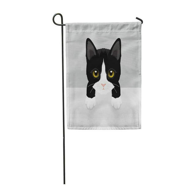 Laddke Cat Tuxedo Kitty Baby Beautiful Black Bow Character Garden Flag Decorative House Banner 28x40 Inch Com Laddke Cat Tuxedo Kitty Baby Beautiful, Tuxedo Cat Garden Flags