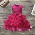 thumbnail image 3 of Vestido de desfile de dama de honor de boda de cumpleaños de niña de las flores (rosa roja 120 cm) Likrtyny  Para estrenar, 3 of 9