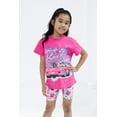 thumbnail image 2 of Barbie T-Shirt and Bike Shorts Outfit Set Airbrush Toddler to Big Kid, 2 of 5