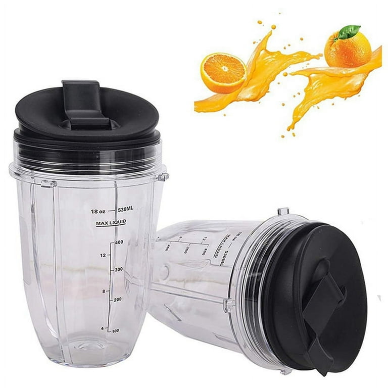 4 Pcs 18Oz Replacement Ninja Blender Cups with Lid for Ninja Auto IQ BL480 BL642 BL450 BL682 BL480, BL490, BL640 BL680