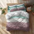 thumbnail image 2 of Teal Red Wood Grain Full Size Comforter Set, Vintage Green Light Red Gradient Wooden Plank Bedding for All Seasons, 4 Pcs Bed Set, 1Quiltcover (86"x86") ,1Sheet(80"x116"), 2Pillowcases (30"x20"), 2 of 9