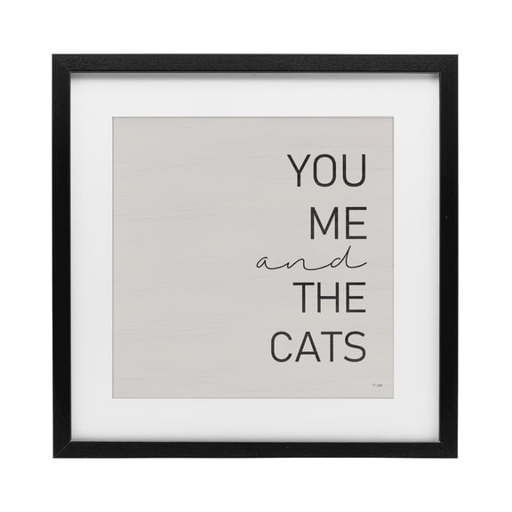 Stupell Industries Minimal You Me & Cats Black Framed Print Under Glass, design by Jaxn Blvd.