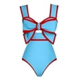 thumbnail image 5 of Women Vintage Polka Dot One Piece Swimsuit Oversized Bow Cut Out Tummy Control Bathing Suit Retro High Waist Swimwear, 5 of 7