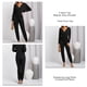 thumbnail image 5 of Conjunto de 2 piezas para mujer, conjunto de pantalones con cuello en V y parte delantera torcida, Top de manga larga con cordón, pantalones largos, traje negro XL, 5 of 6