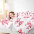 thumbnail image 4 of Homewish Deamy Bow-tie Teens Queen Comforter Set, Kawaii Red Pink Bowknot Bedding Sets, Princess Cartoon Bow Reversible Bedding Comforter Set, Super Cozy Room Decor, 3 Pieces, 4 of 8