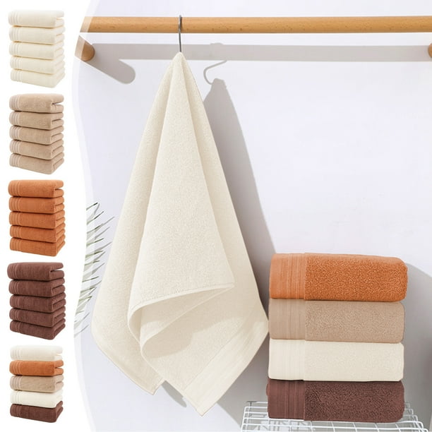 Toallas faciales de satén pack de 5 para adultos - Toallas de poliéster engrosadas de 73x34 cm, suaves y absorbentes - amarillo, marrón, beige, caqui, multicolor