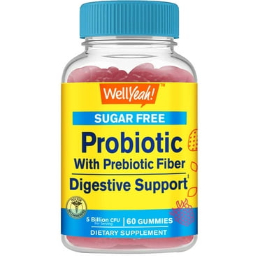 Sugar Free Probiotic with Prebiotic Gummies (5 Billion CFU) - Digestive Support, Gut Health, and Vaginal Support - Shelf Stable Probiotic Gummy, Prebiotics and Probiotics for Women and Men - 60 Count