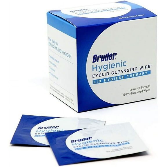 Bruder Hygienic Eyelid Cleansing Wipes | Rinse-Free Exfoliating Wipes Remove Excess Oil and Debris from Eyelids & Lashes | Remove Make Up & Oil l Eye Care l Non-Allergenic l 30 Count Box