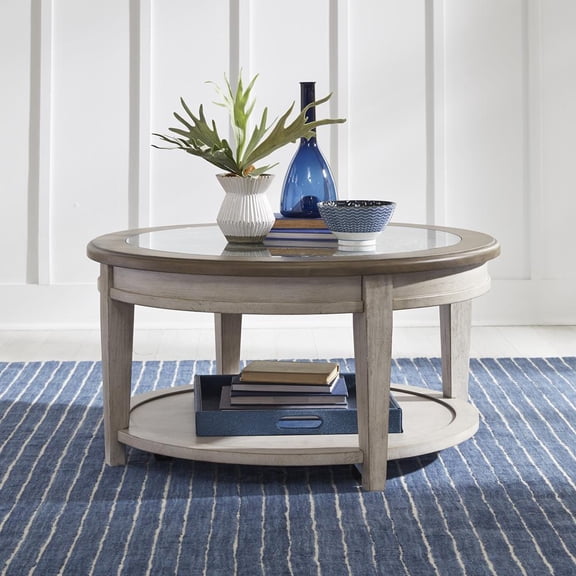 Heartland Off White Wood Round Ceiling Tile Cocktail Table