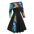 thumbnail image 1 of Gibobby Vestidos de suéter anchos Vestido con botones de estampado de Color sólido con hombros descubiertos y manga larga de otoño e invierno para mujer(Azul,G), 1 of 2