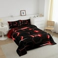 thumbnail image 3 of Erosebridal Futuristic Honeycomb Comforter Sets Queen Size,Geometric Hexagon Bedding Queen Comforter Set,Black Red Bedding Sets Queen with Comforter,Gradient Room Decor,Reversible,3 Pieces, 3 of 8