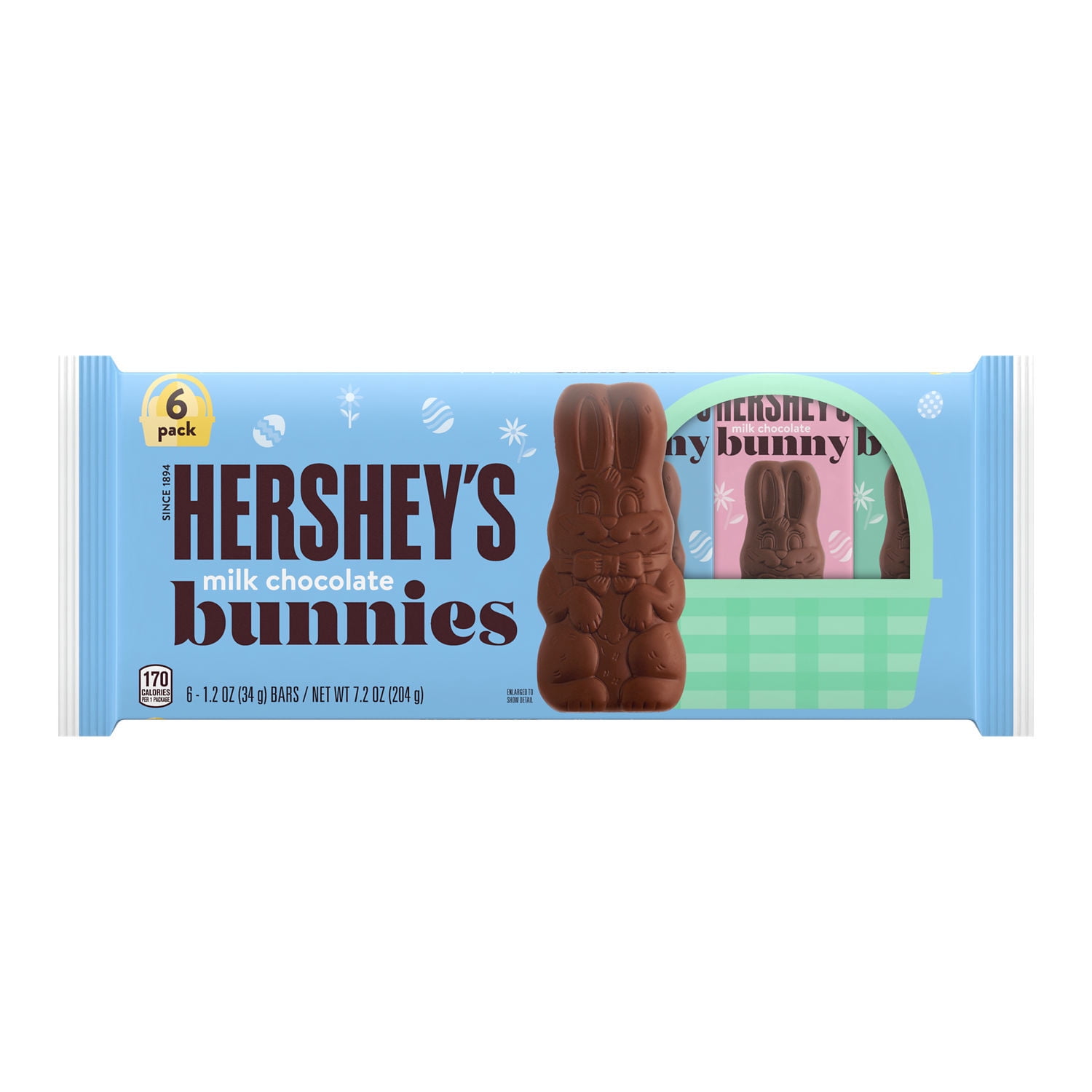 HERSHEY'S, Milk Chocolate Bunnies, Easter Candy, 1.2 oz, Packs (6 Count)