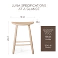 thumbnail image 5 of Open Box Maven Lane Luna Counter Stool in Light Oak Wood Finish, 5 of 6