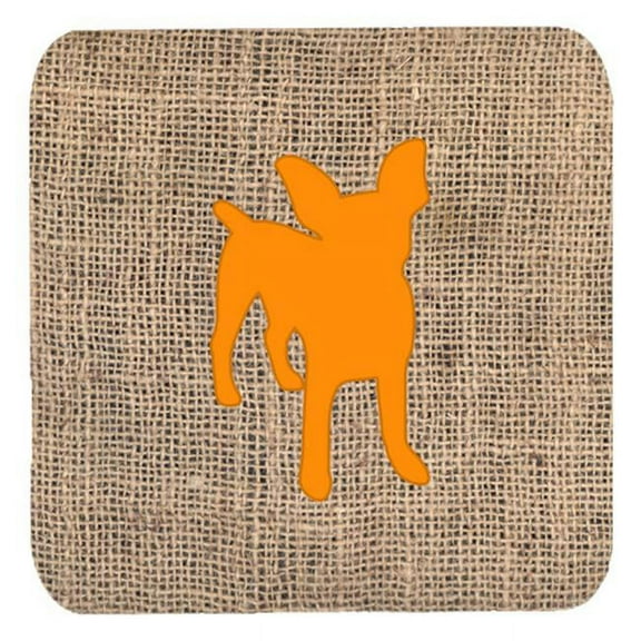 Chihuahua Burlap And Orange Foam Coasters - Set 4, 3.5 x 3.5 In.