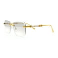 thumbnail image 6 of Luxury Hip Hop Rapper Rimless Bevel Lens Rectangular Hustler Sunglasses Gold - Clear Mirror, 6 of 8