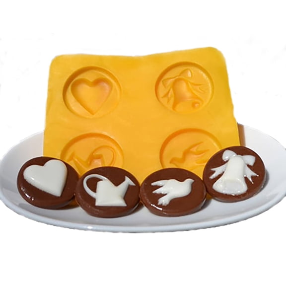 EDELAINE'S Wedding Set 4 Cavity Silicone Molds for Cream Cheese Mints , Chocolate