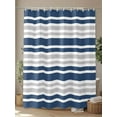 thumbnail image 4 of Navy Blue Shower Curtain, and Gray Stripe Contrast Minimalist Modern Art Waterproof Shower Curtain Set with 12 Hooks Lightweight Washable Fabric Shower Curtains for Bathroom 72x84 Inches, 4 of 6