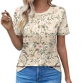 thumbnail image 2 of Odbmxy Yellow Women T Shirt Short Sleeve Summer Tops for Women Office Floral Casual Fancy Loose Tops, 2 of 6