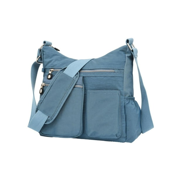 Bolso Bandolera de Nailon con Múltiples Compartimentos, Bolso de Hombro Informal de Tamaño Mediano para Hombre y Mujer, Riñonera Manos Libres para Viajes y Uso Diario.