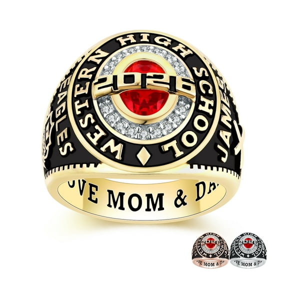 Mementos PJM Custom Class Ring for Men High School and College-Sterling Silver/Gold-Privilege